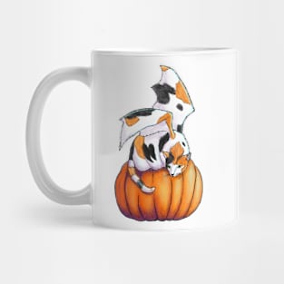 Calico Bat Cat on Pumpkin Mug